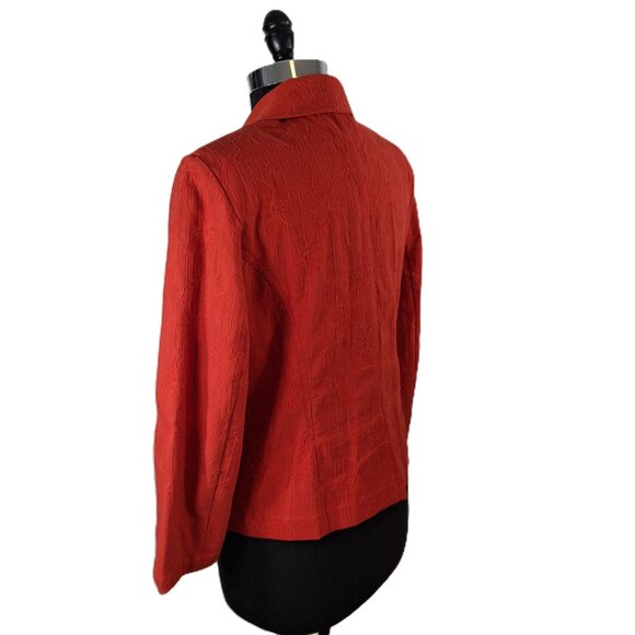 Womens Laura Petites Cotton Jacquard Cropped Blazer Red Suit Jacket Sz 10 - Picture 6 of 15